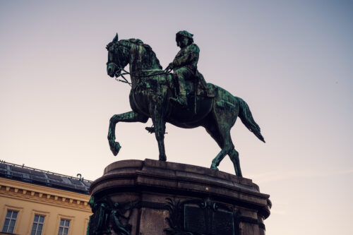 Side view of the equestrian statue of Archduke Albrecht near Albertina Museum.