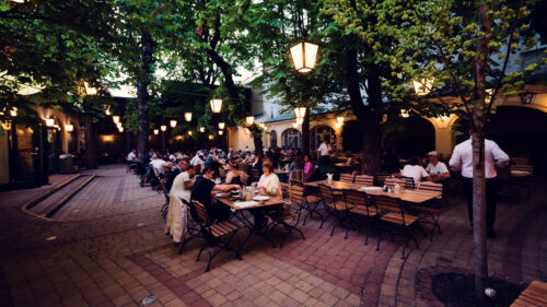 Relaxed atmosphere at Brandauer's Schlossbräu, ideal for enjoying local brews.