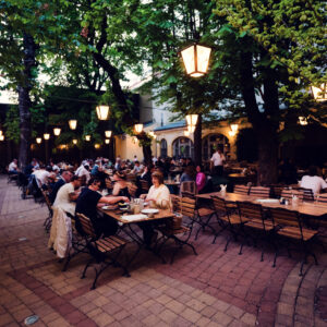 Relaxed atmosphere at Brandauer's Schlossbräu, ideal for enjoying local brews.