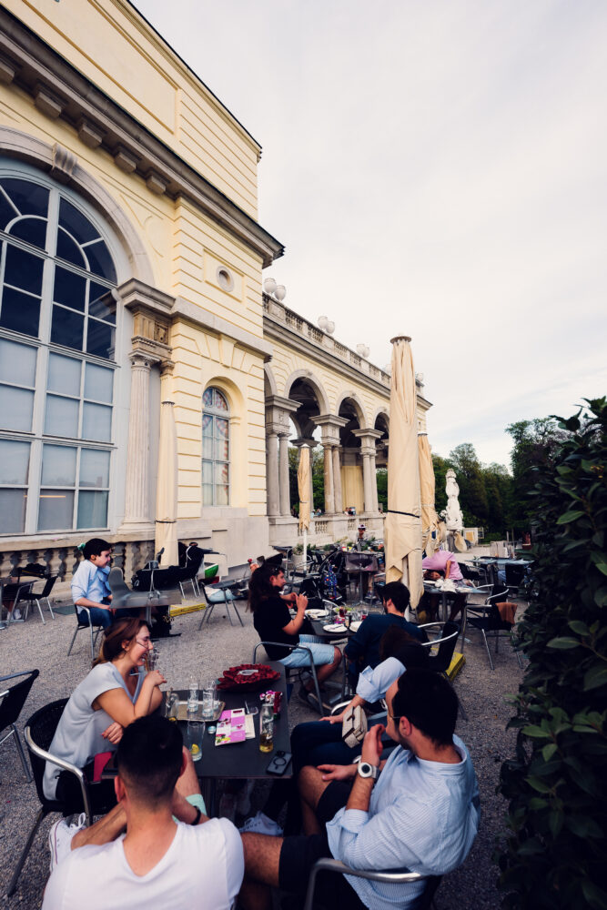 Outdoor terrace at Café Gloriette, providing a tranquil escape with its beautiful setting.