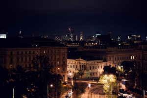 Der Dachboden's rooftop terrace, bustling with energy and offering breathtaking view.