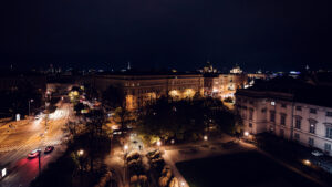Stunning view from the terrace at Der Dachboden, offering a breathtaking panorama of Vienna's skyline.
