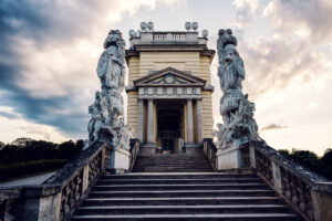 Historic Gloriette building crowning Schönbrunn hill in Vienna.