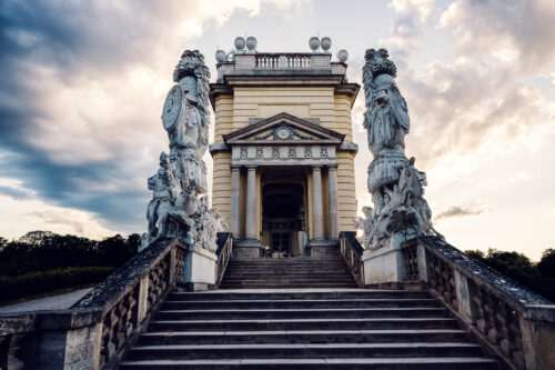 Historic Gloriette building crowning Schönbrunn hill in Vienna.