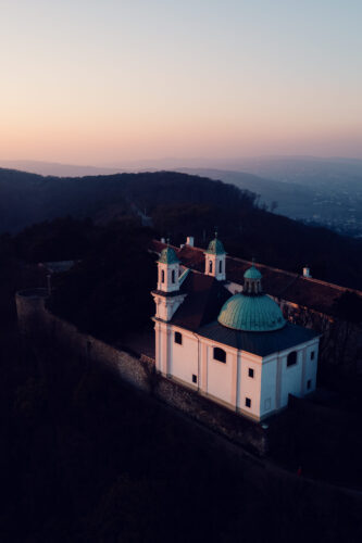Historic Church of St. Leopold, crowning Vienna's most prominent hill Leopoldsberg since 1679.