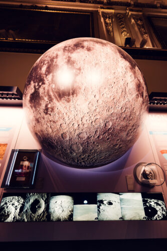 Planetary collection display at Natural History Museum Vienna (Naturhistorisches Museum Wien), showcasing moon system models.