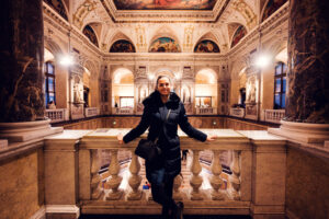 Adriana posing at Natural History Museum Vienna (Naturhistorisches Museum Wien).