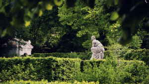 Classical stone sculptures Schönbrunn Palace gardens.