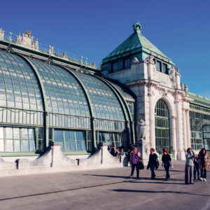 Stunning architecture of Brasserie Palmenhaus, blending historic elegance with modern flair in Vienna.