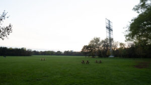 Papstwiese in Donaupark, showcasing the open green space under Vienna sky.