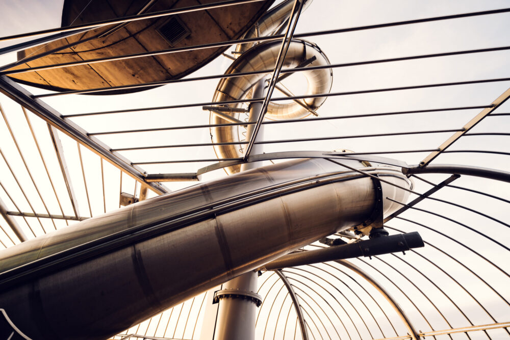 Donauturm Vienna tower slide adrenaline experience overlooking Vienna.