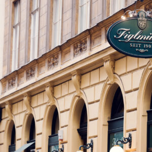 Historic facade of Figlmüller Bäckerstrasse, home to Vienna's famous schnitzel.