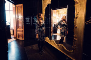 Beautiful ornate mirror at Gerstner K. u. K. Hofzuckerbäcker, adding a touch of elegance to the decor.