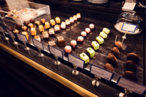 Exquisite selection of chocolate pralines at Gerstner K. u. K. Hofzuckerbäcker, a delight for chocolate lovers.
