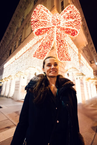 Artistic tie installation against historic facade, perfect for modern contrast shots.