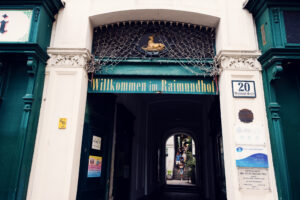 Entrance to Raimundhof Passage on Mariahilfer Straße in Vienna.