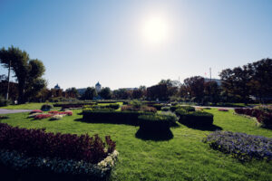 Volksgarten Vienna historic park from 1823 with classical landscape design.