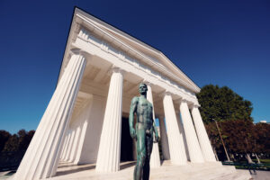 Theseustempel Vienna replica of ancient Greek temple featuring Doric columns and classical proportions.