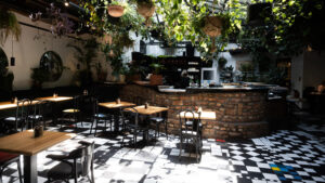 Inviting interior of Café Friedlich, where vintage charm meets contemporary comfort.