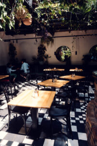 Stylish décor and comfortable seating at Café Friedlich, creating a welcoming environment.