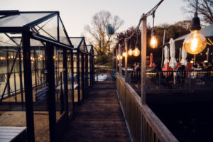 Modern architecture of Das Bootshaus.