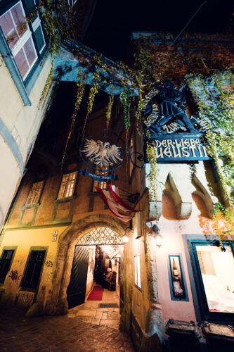 Charming entrance of Griechenbeisl, showcasing centuries of Viennese dining tradition.