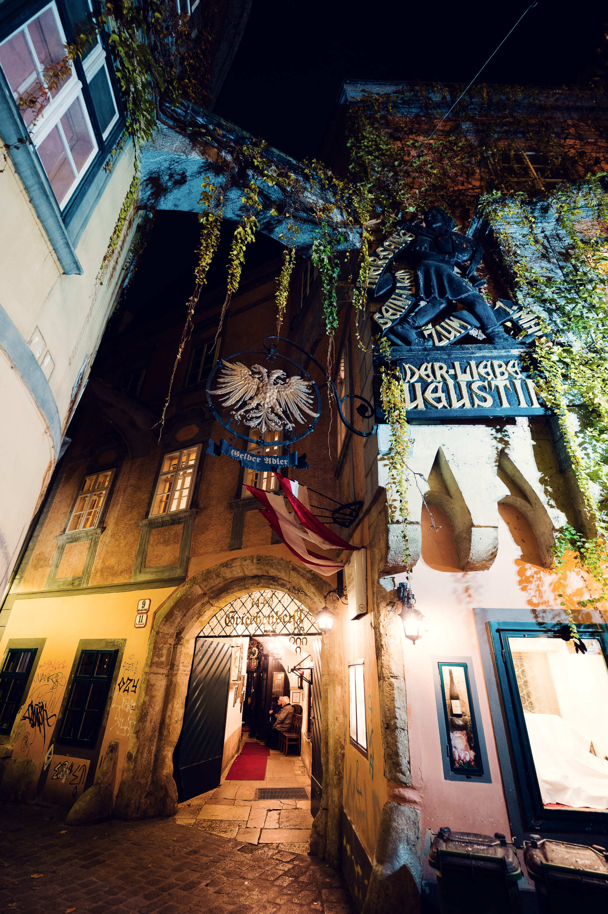 Charming entrance of Griechenbeisl, showcasing centuries of Viennese dining tradition.