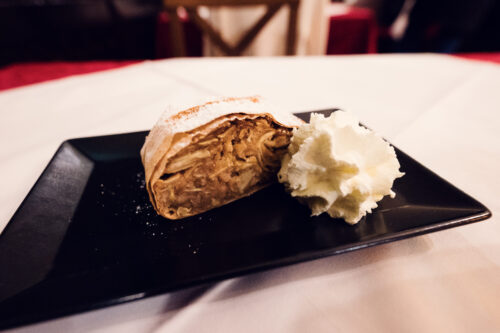Classic Viennese Apfelstrudel at Griechenbeisl.