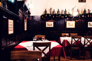 Rustic interior details of Griechenbeisl, showcasing authentic Austrian restaurant culture.