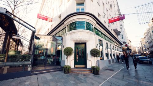 Historic Wollzeile location exterior, where culinary tradition meets city architecture.