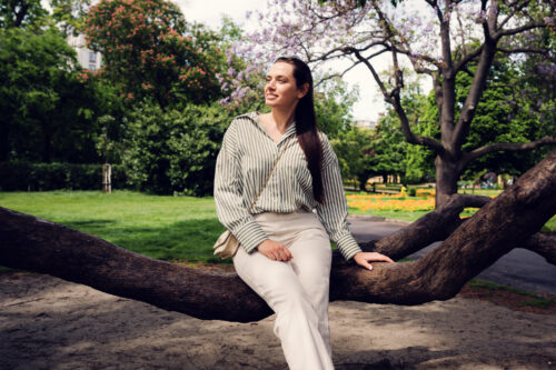 Adriana among Stadtpark's century-old trees.