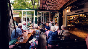 Cozy corner in Martin Sepp's garden.