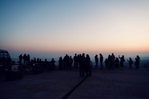 Kahlenberg viewing platform at sunset, offering dramatic cityscapes across Vienna's districts.