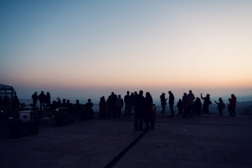 Kahlenberg viewing platform at sunset, offering dramatic cityscapes across Vienna's districts.
