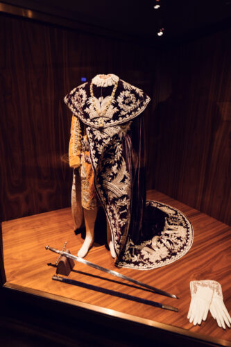 Prestigious robes of a Knight of the Austrian Order of the Iron Crown at Vienna's Imperial Treasury.