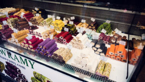 Tempting sweet stand at Naschmarkt's traditional section.