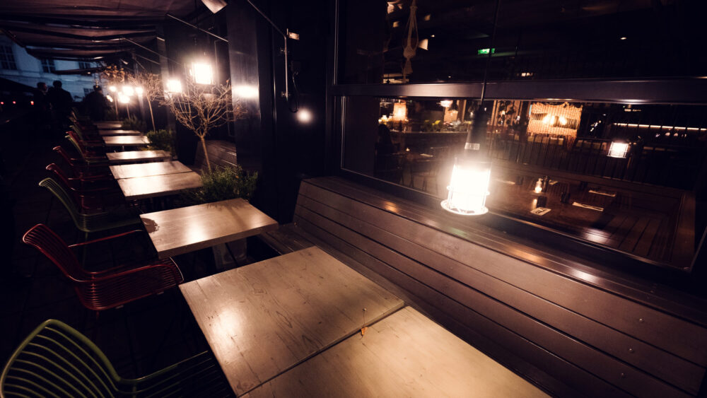 Architectural details of Ribelli's modern interpretation of Italian dining.