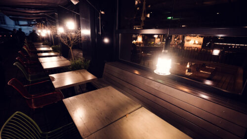 Architectural details of Ribelli's modern interpretation of Italian dining.