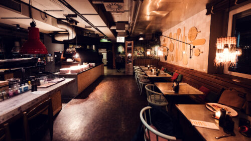 Modern interior at Ribelli Vienna, where contemporary design meets Italian dining culture.