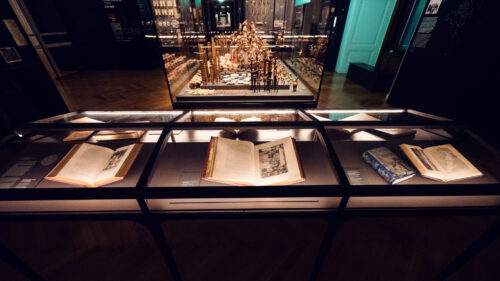 Historic manuscripts and rare books collection at Weltmuseum Vienna, where centuries of global knowledge meet careful preservation.