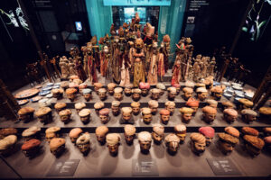 Remarkable collection of Indian Character Heads at Weltmuseum Vienna, where detailed terracotta sculptures capture the diverse faces and expressions of 18th-century India.