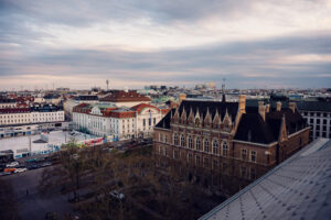 Vienna's urban landscape with historical buildings viewed from Atmosphere Rooftop Bar.