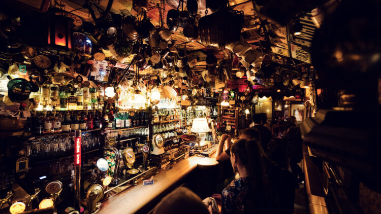 Bar detail showing craft beer selection and tap variety at Bockshorn.