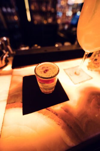 Detail shot of premium spirit at Kleinod Bar.