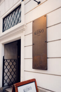 Entrance door of Kleinod Bar Vienna.