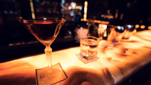 Elegant cocktail presentation at Kleinod Bar featuring house specialties.