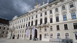 Exterior of the Sisi Museum located in the historic Hofburg Palace Vienna with its impressive Neoclassical facade.