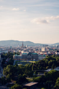Aurora Bar rooftop area Vienna Austria, modern cocktail terrace with elevated city views and contemporary rooftop design.