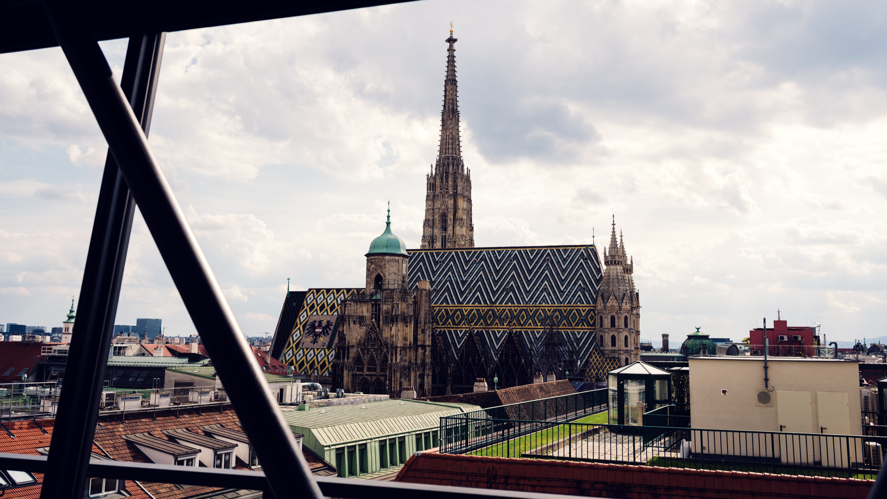 Panoramic view of St. Stephen's Cathedral and city skyline.