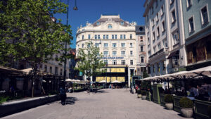 Neuer Markt Vienna historic square with baroque buildings and classical Viennese architecture.